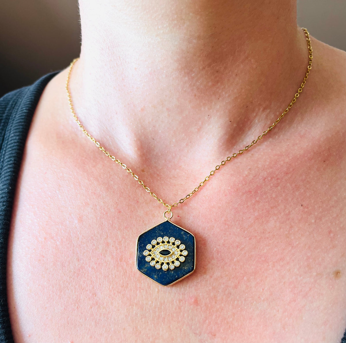 Collier talisman Lapis-lazuli