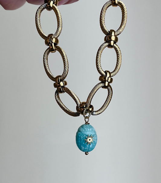 Bracelet talisman scarabée Amazonite