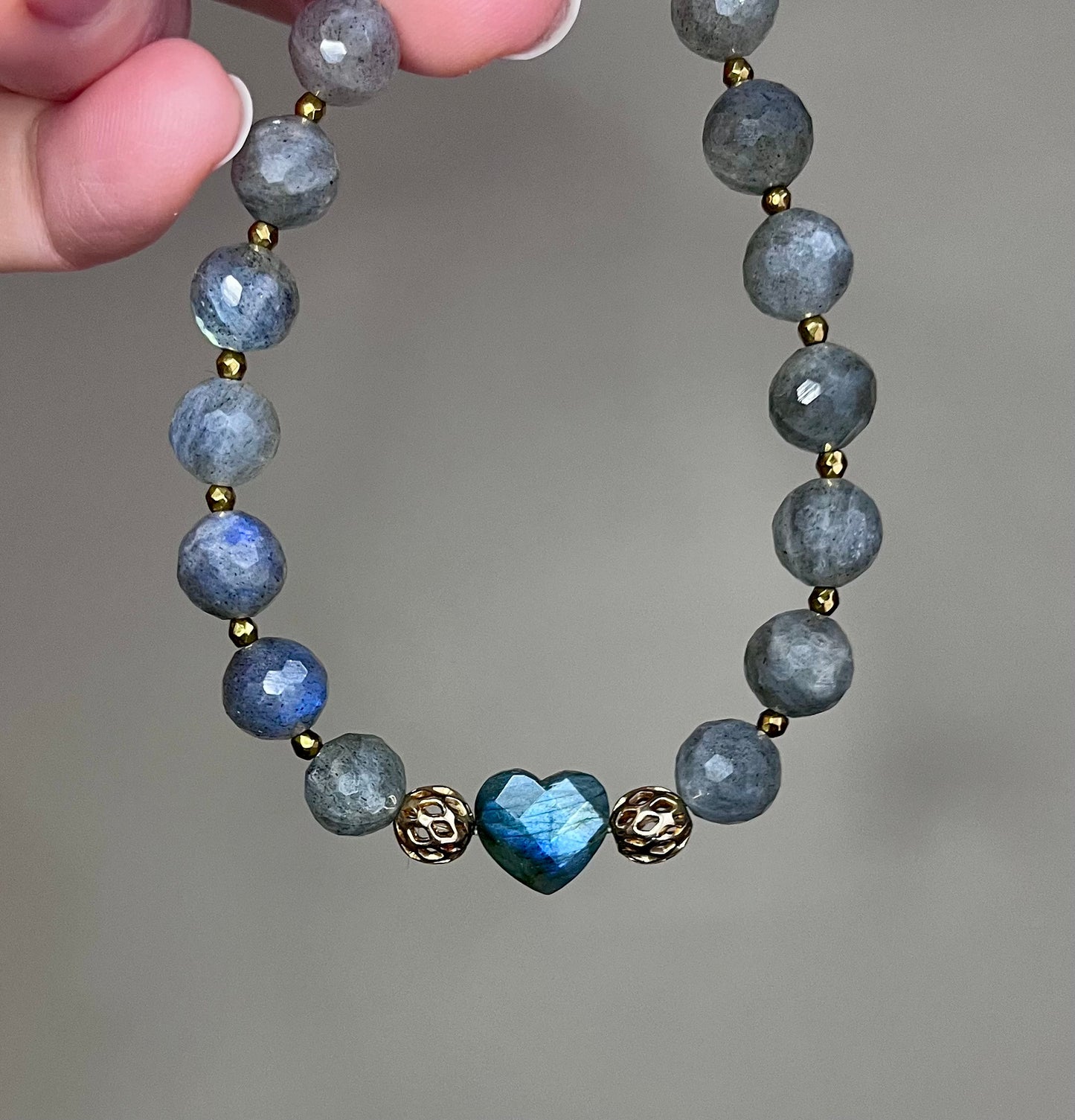 Bracelet cœur Labradorite - Protection contre les énergies négatives