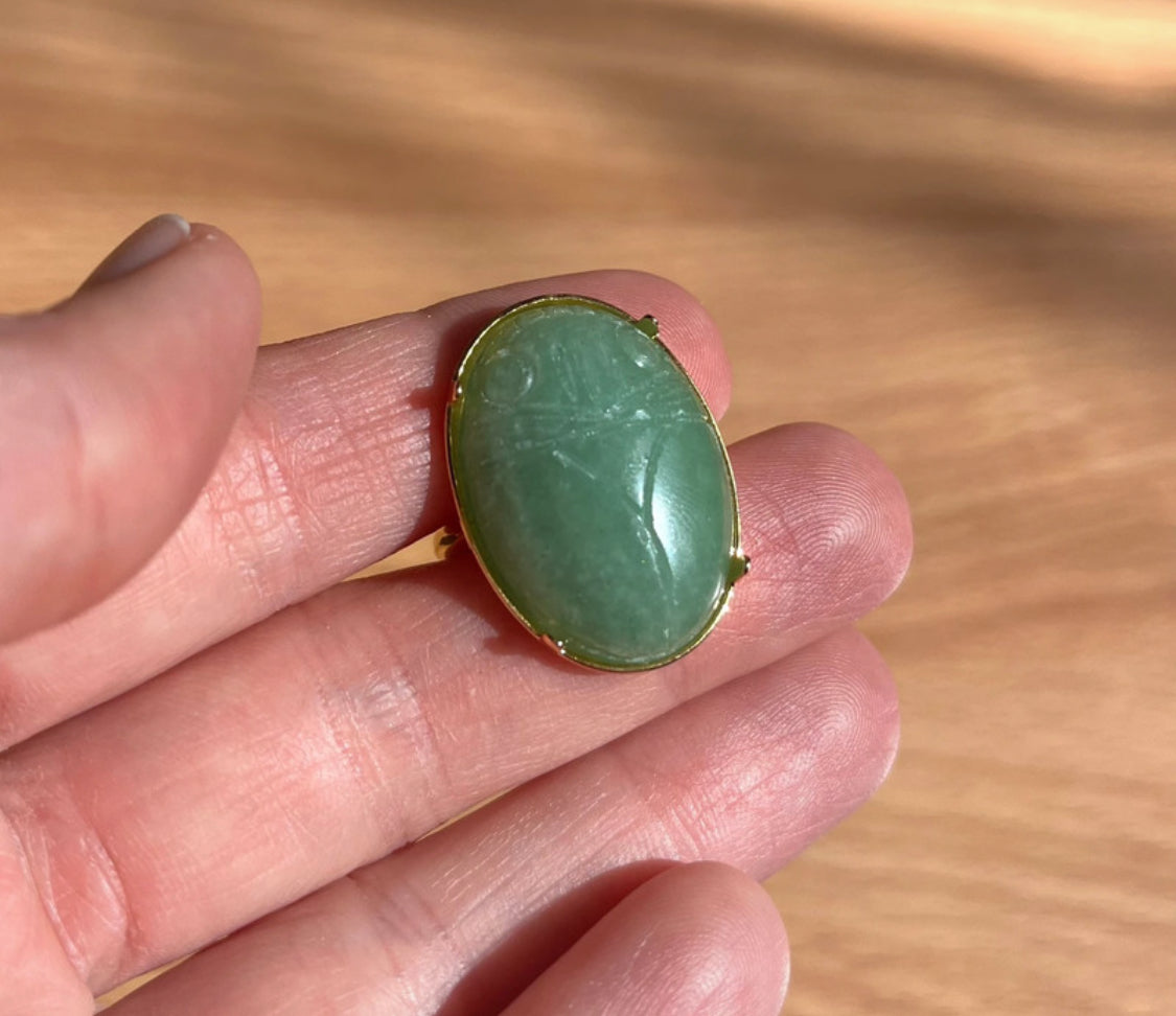 Bague amulette scarabée Aventurine