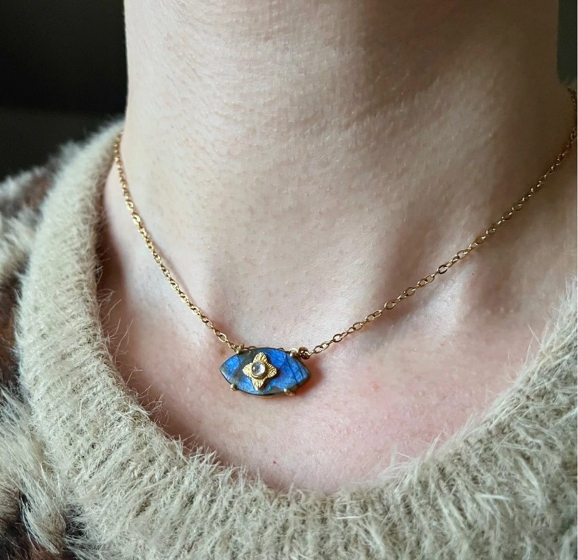 Collier talisman œil protecteur Labradorite