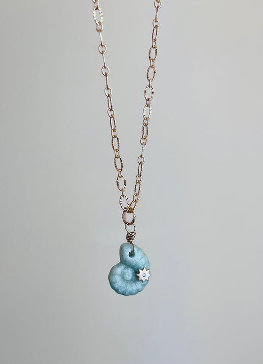 Collier sautoir coquillage Amazonite