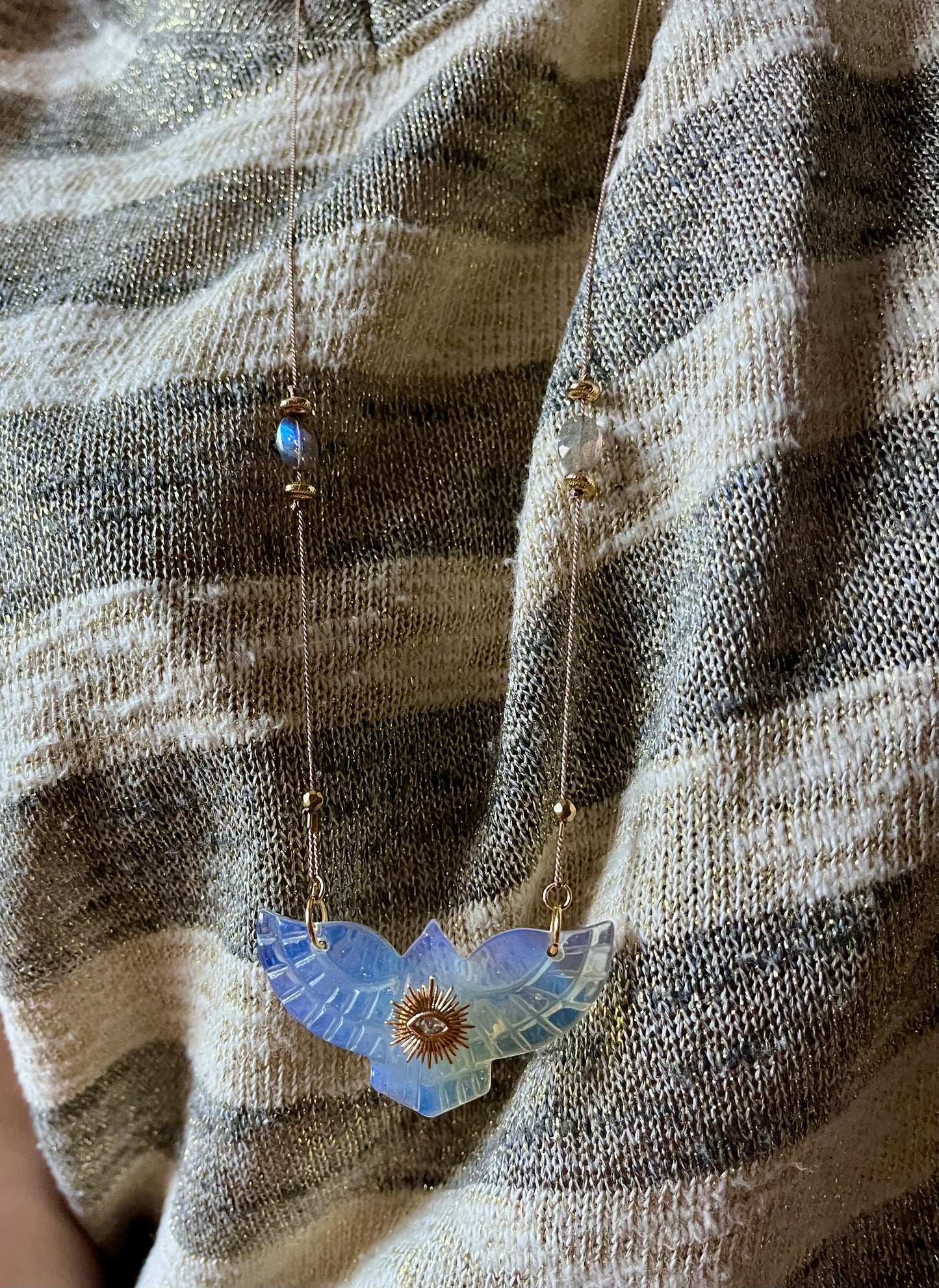 Collier sautoir phœnix Opalite