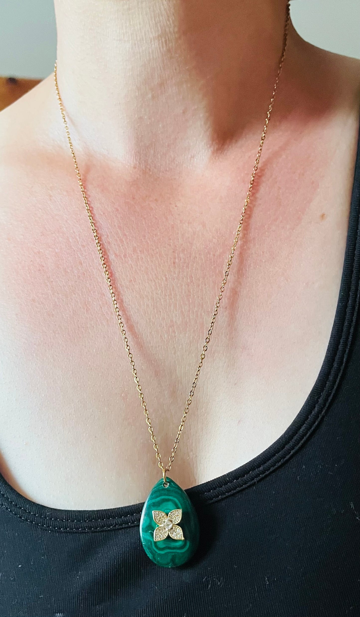 Collier sautoir Malachite