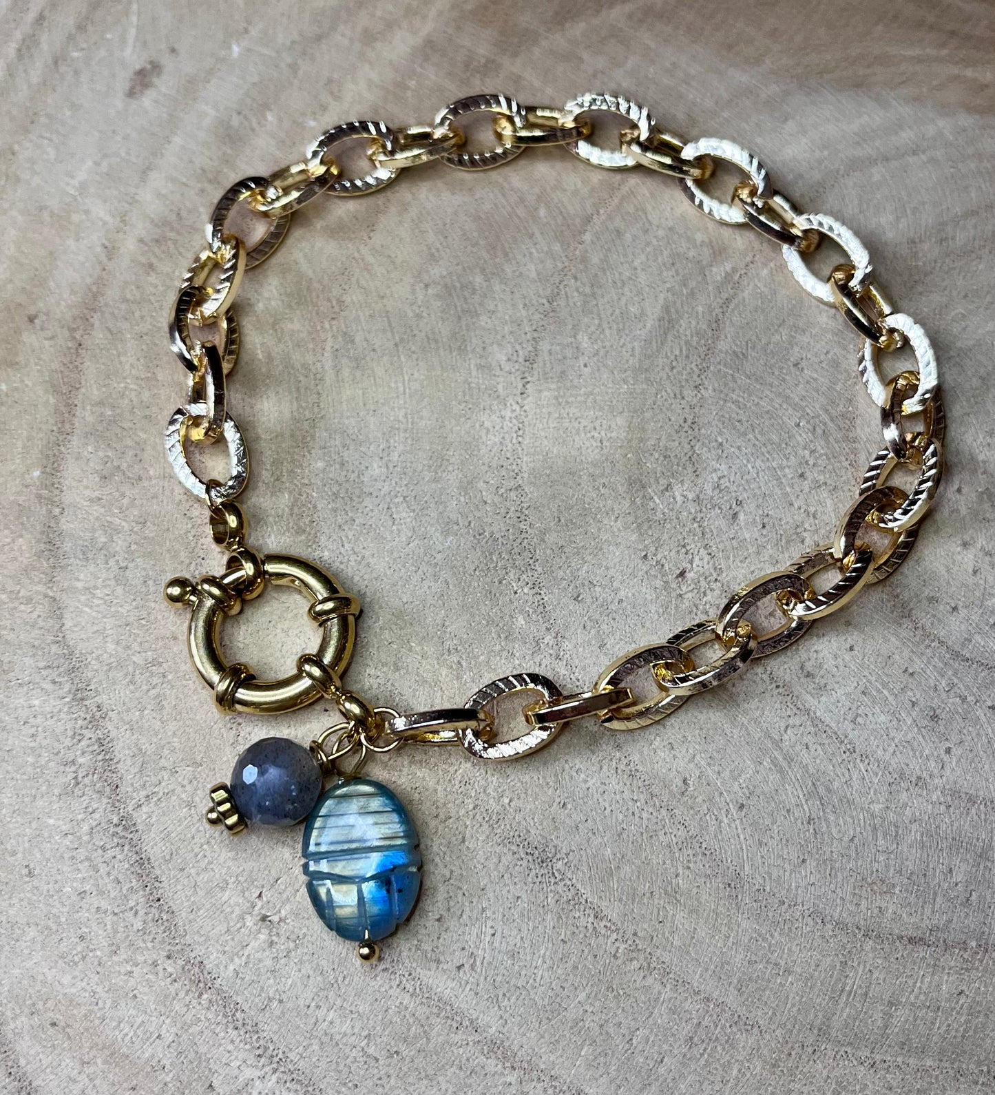 Bracelet talisman scarabée Labradorite
