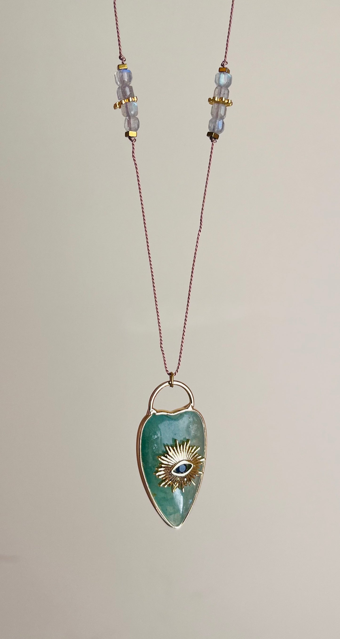 Collier sautoir coeur Aventurine