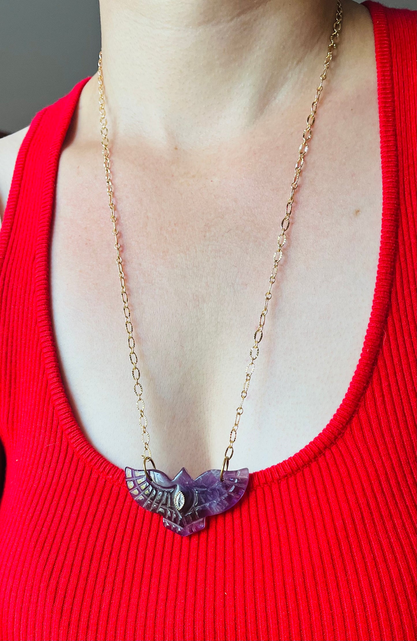 Collier sautoir phœnix Améthyste