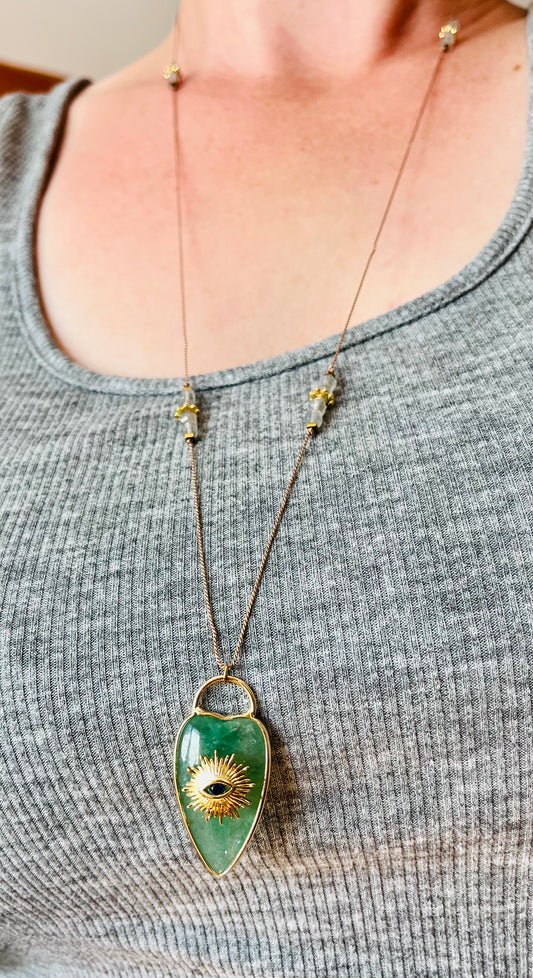 Collier sautoir coeur Aventurine