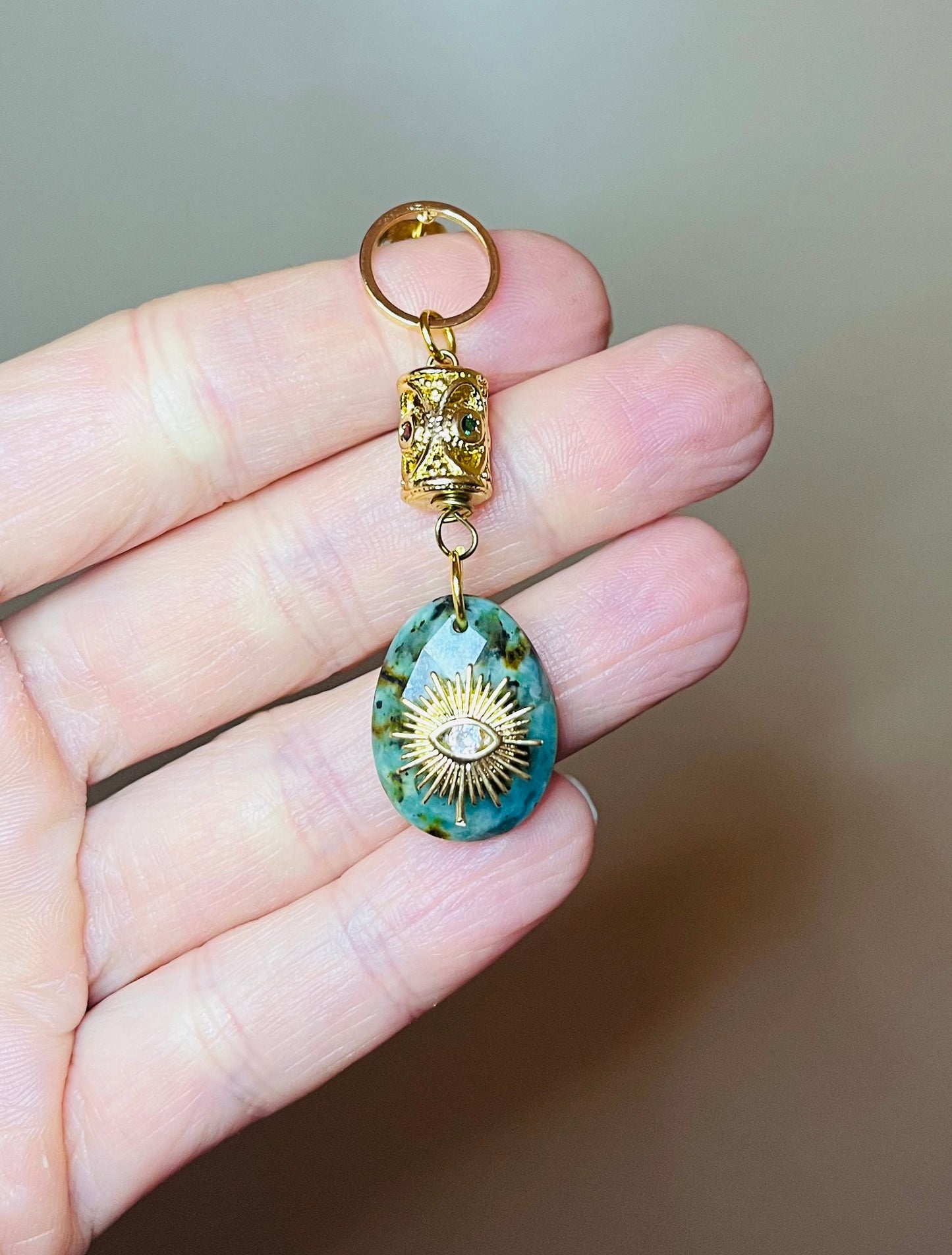 Mono boucle talisman Turquoise Africaine