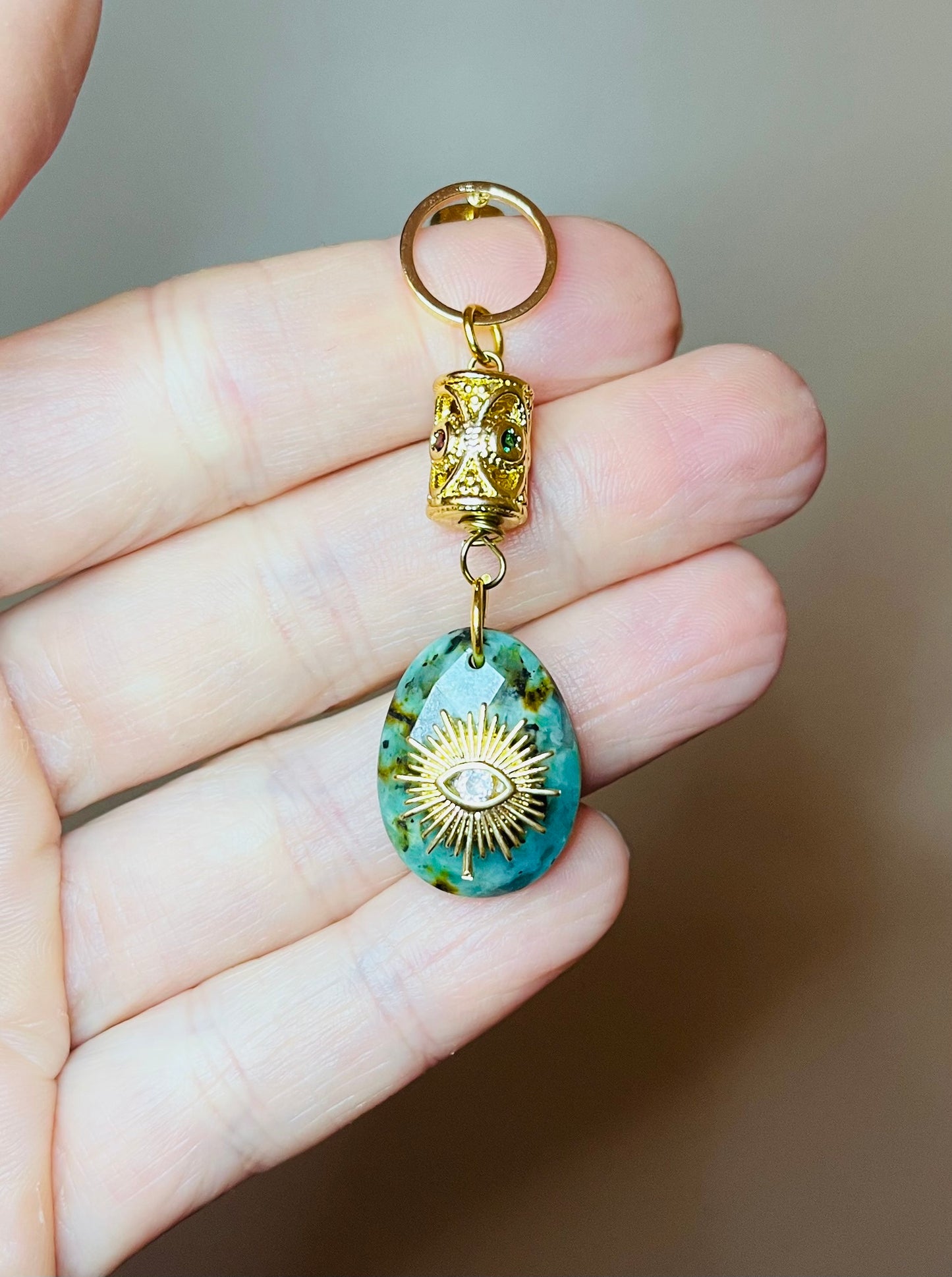 Mono boucle talisman Turquoise Africaine