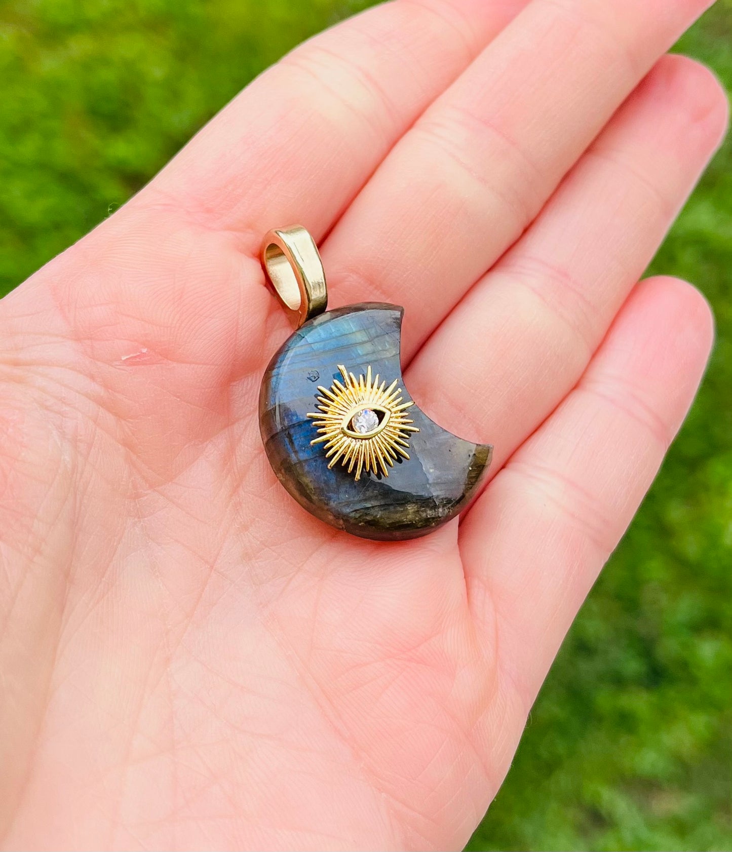 Pendentif Lune Labradorite