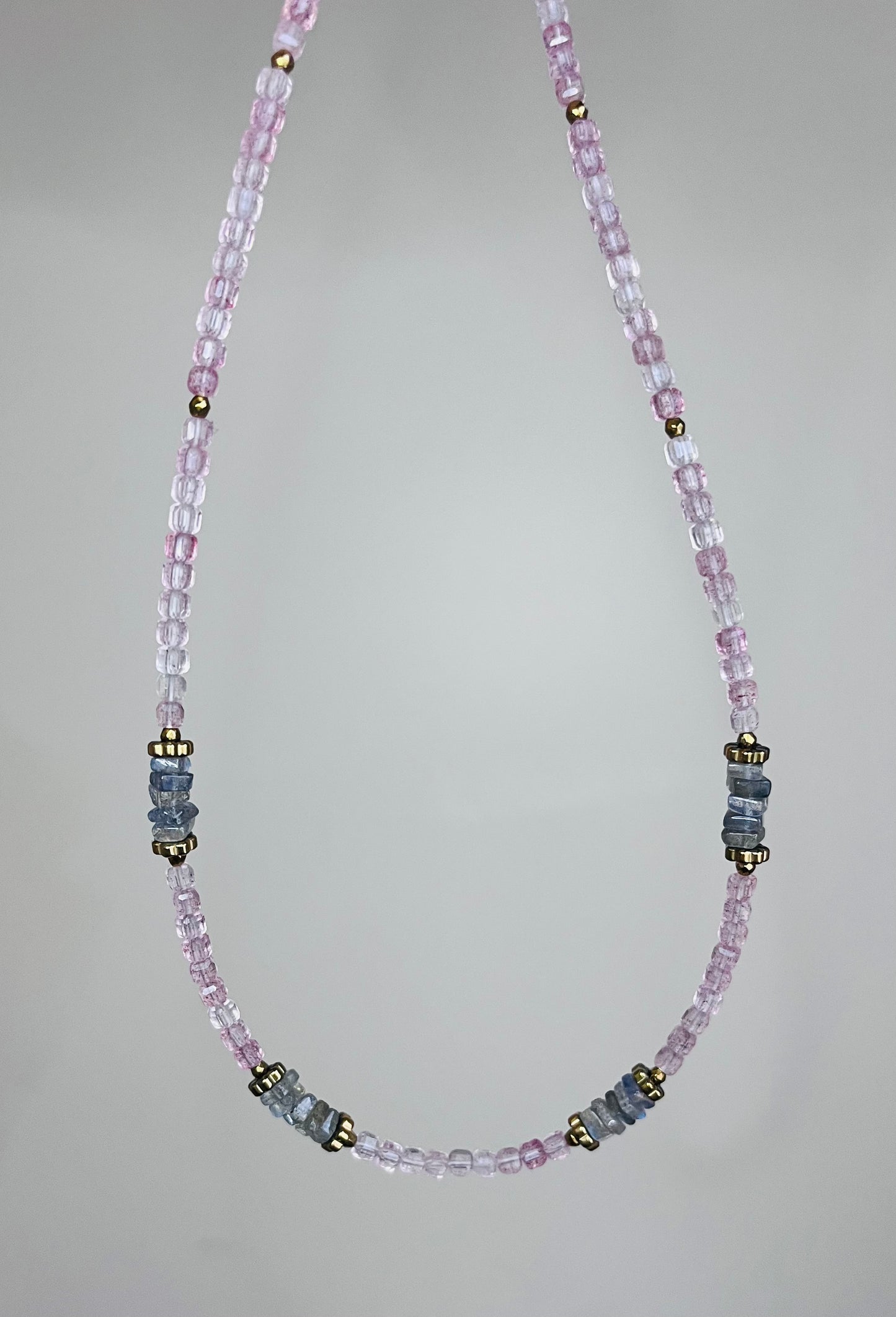 Collier Quartz fraise et Labradorite