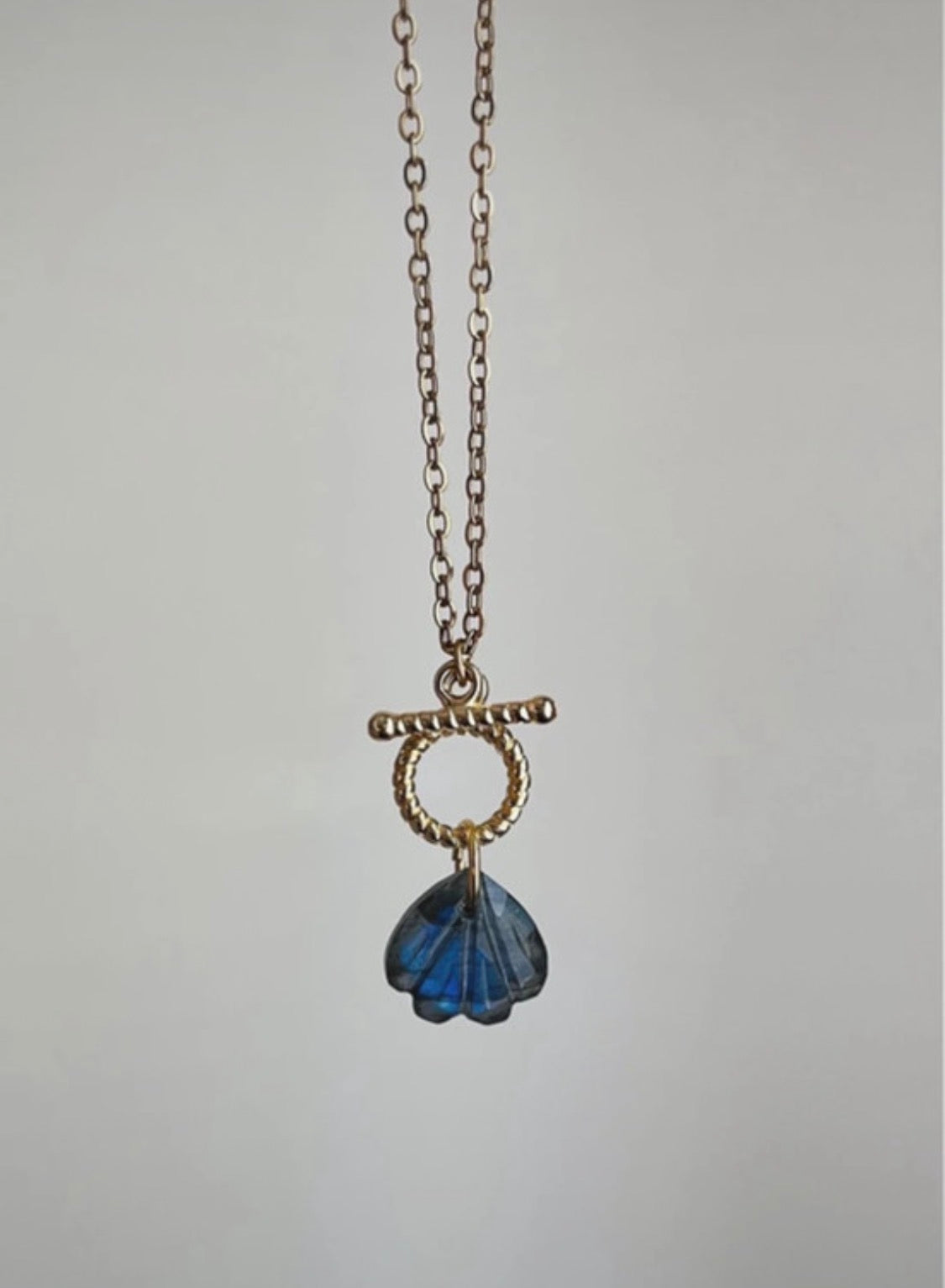 Collier grigri coquillage Labradorite
