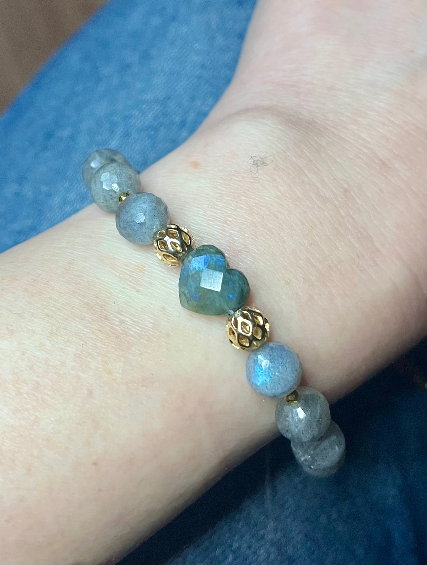 Bracelet cœur Labradorite - Protection contre les énergies négatives