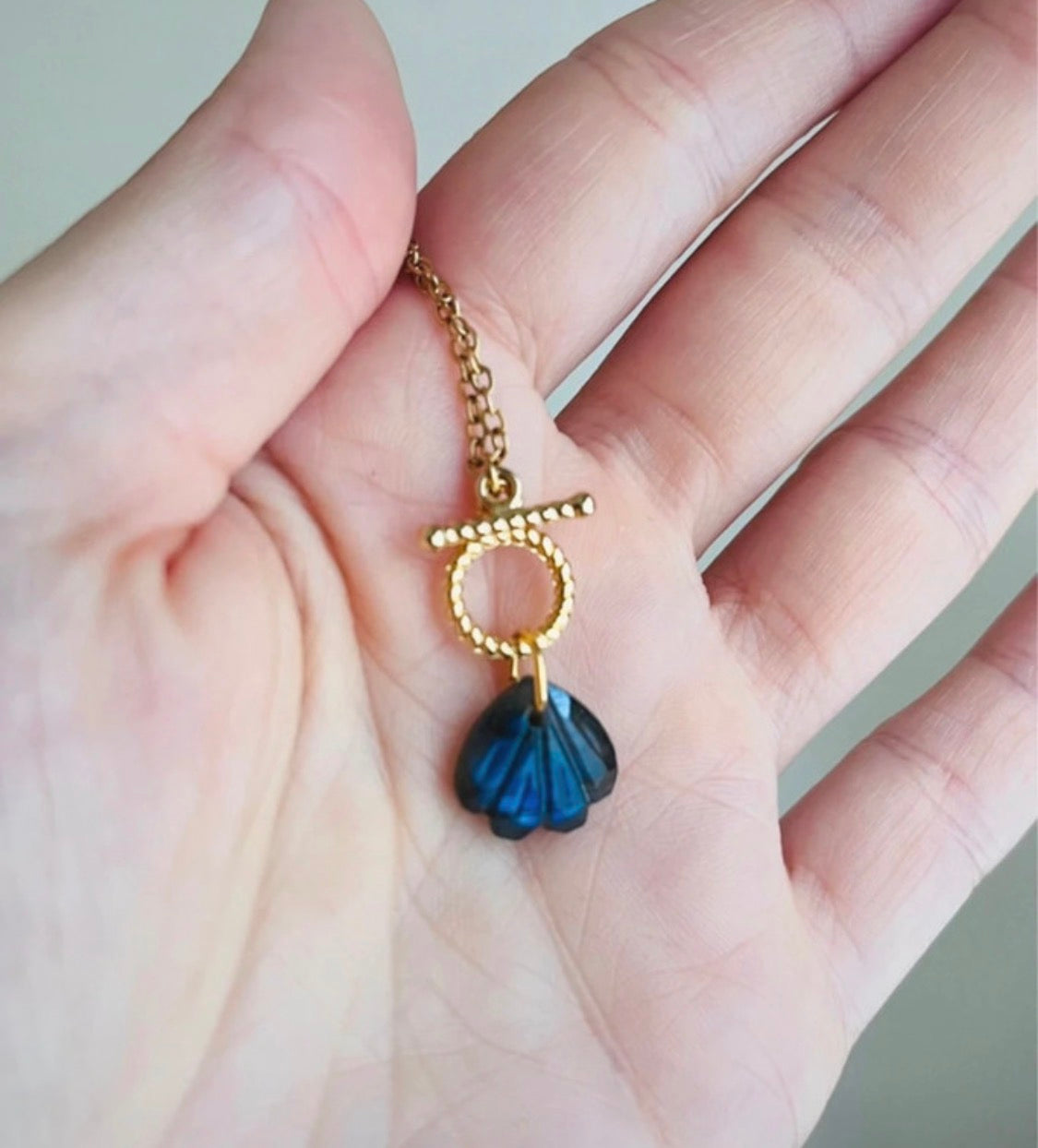 Collier grigri coquillage Labradorite