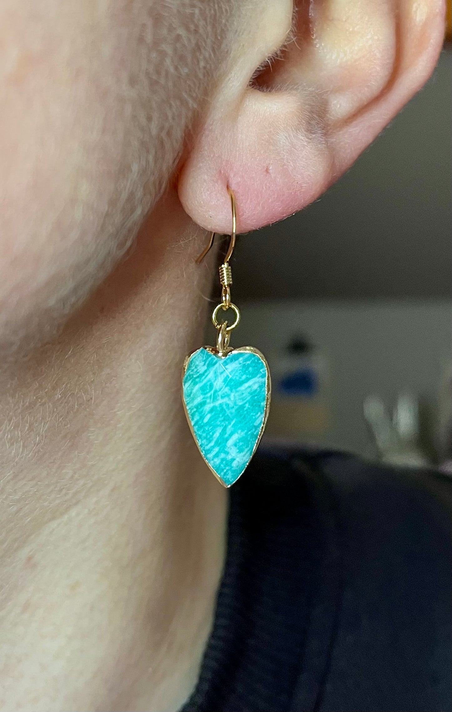 Boucles d’oreilles cœurs Amazonite