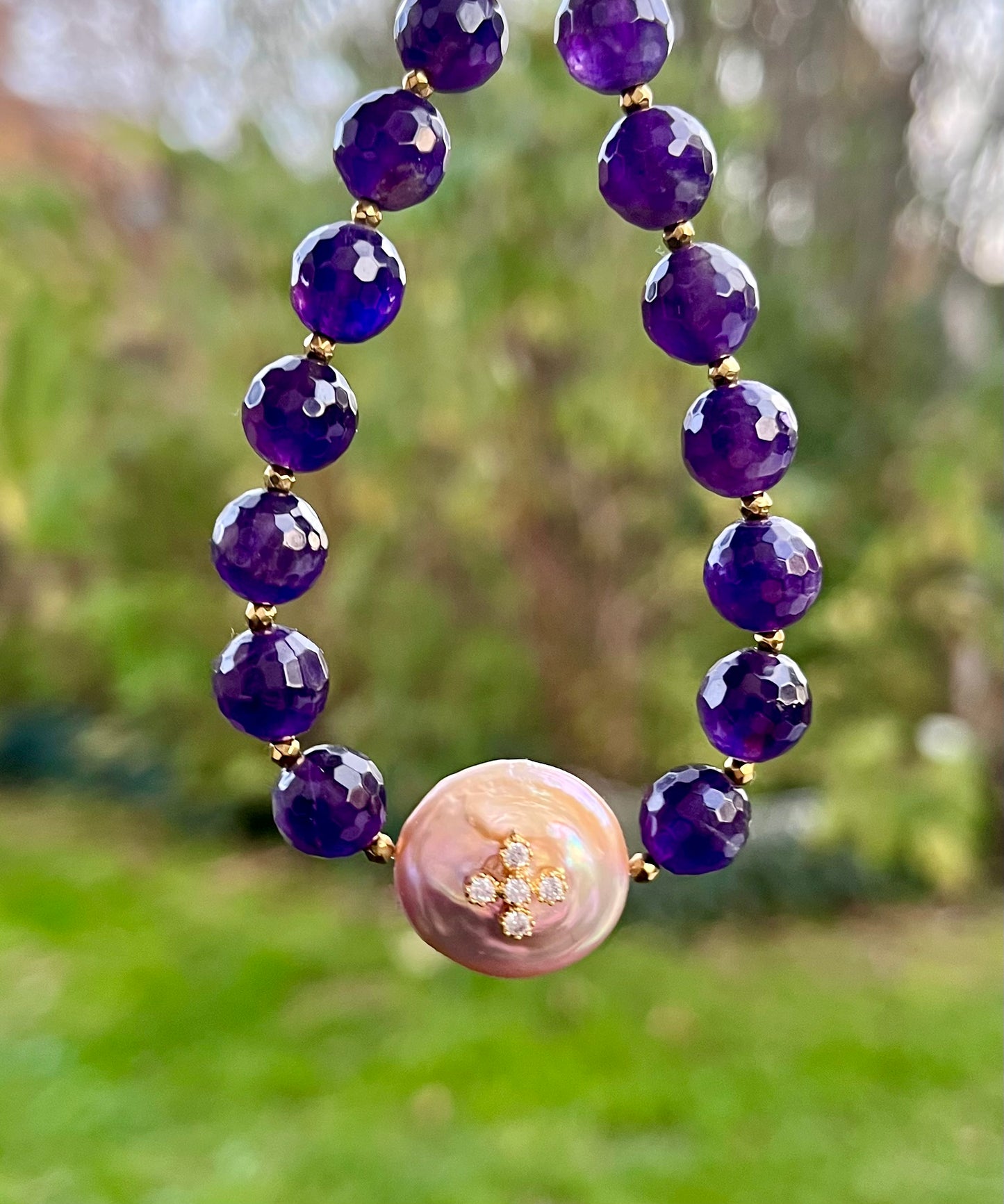 Bracelet Améthyste et Perle d’eau douce