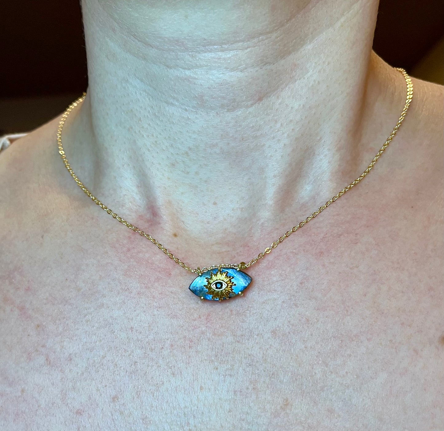 Collier amulette œil protecteur Labradorite