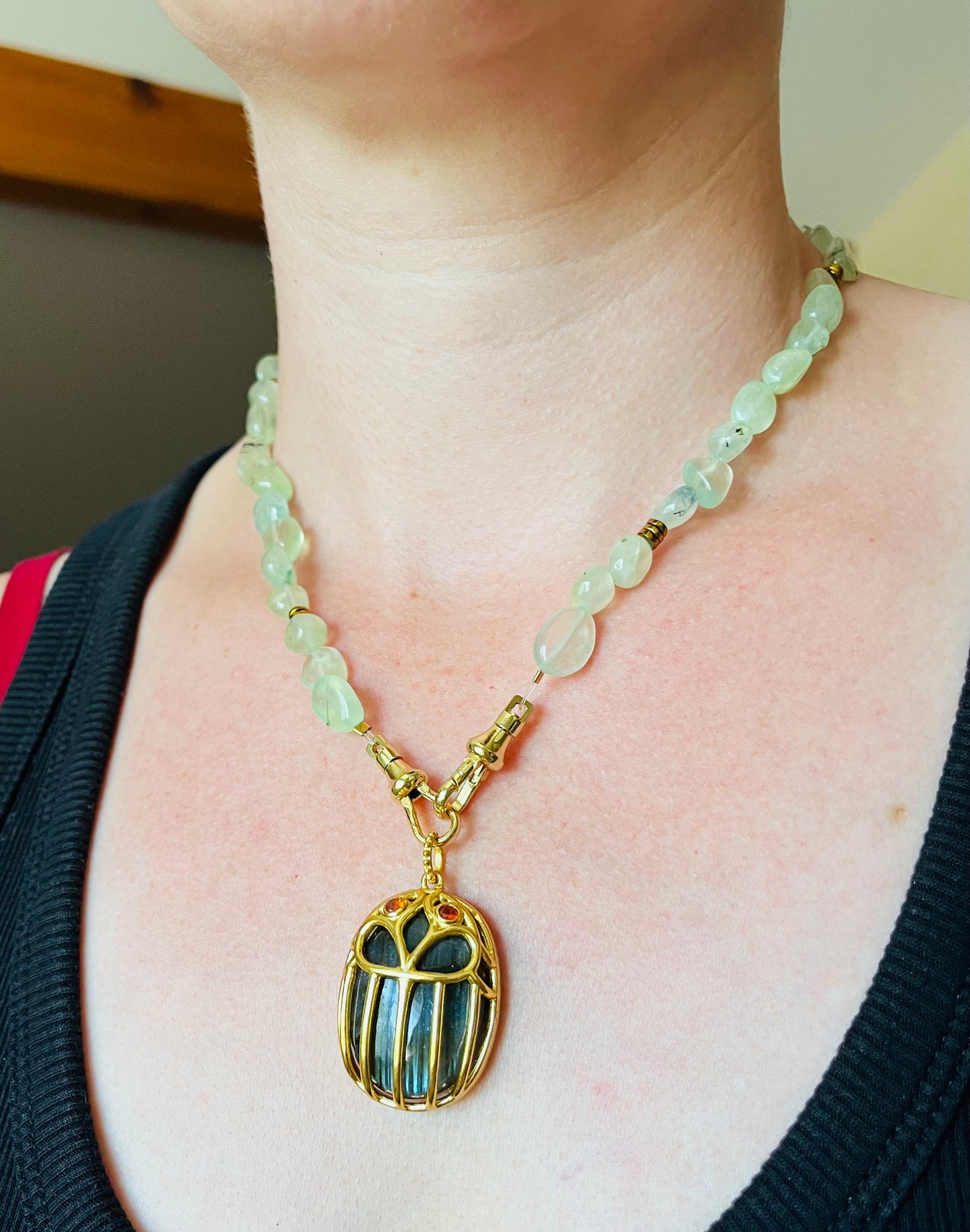 Collier Locket Talisman scarabée Labradorite