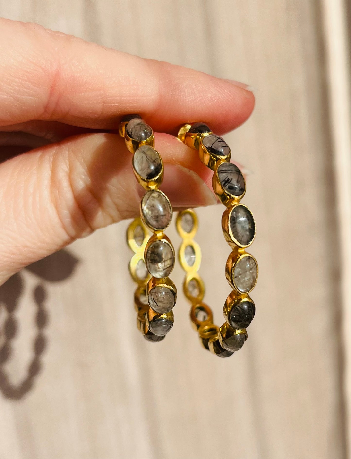 Boucles d’oreilles créoles Quartz rutile