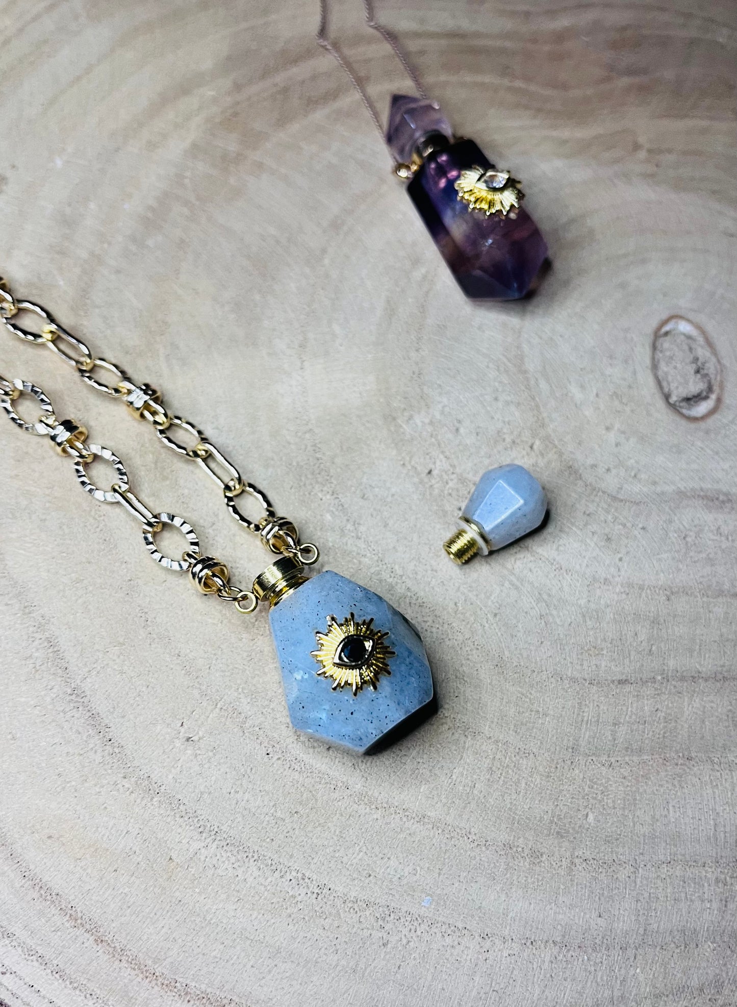 Collier talisman fiole Labradorite