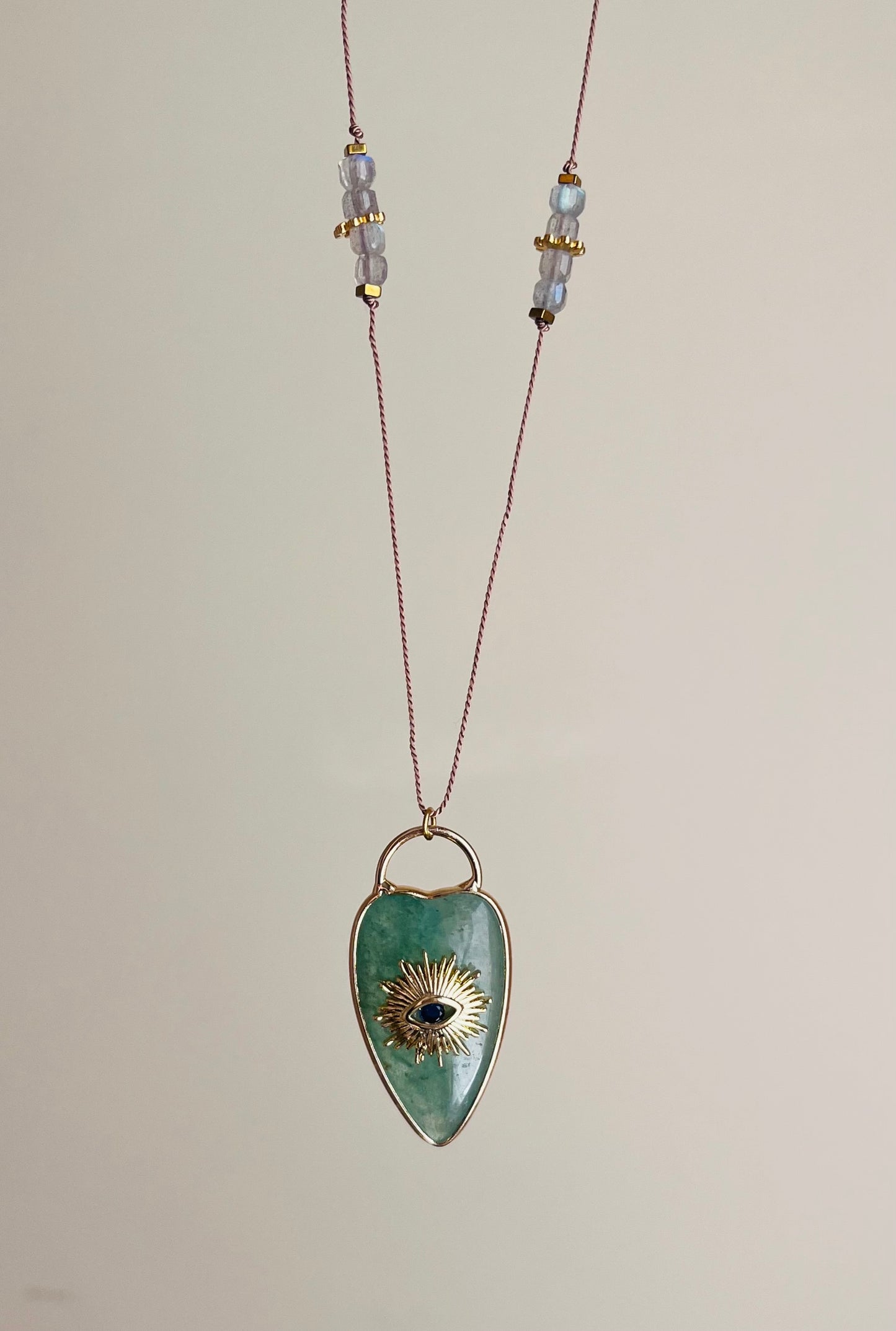 Collier sautoir coeur Aventurine