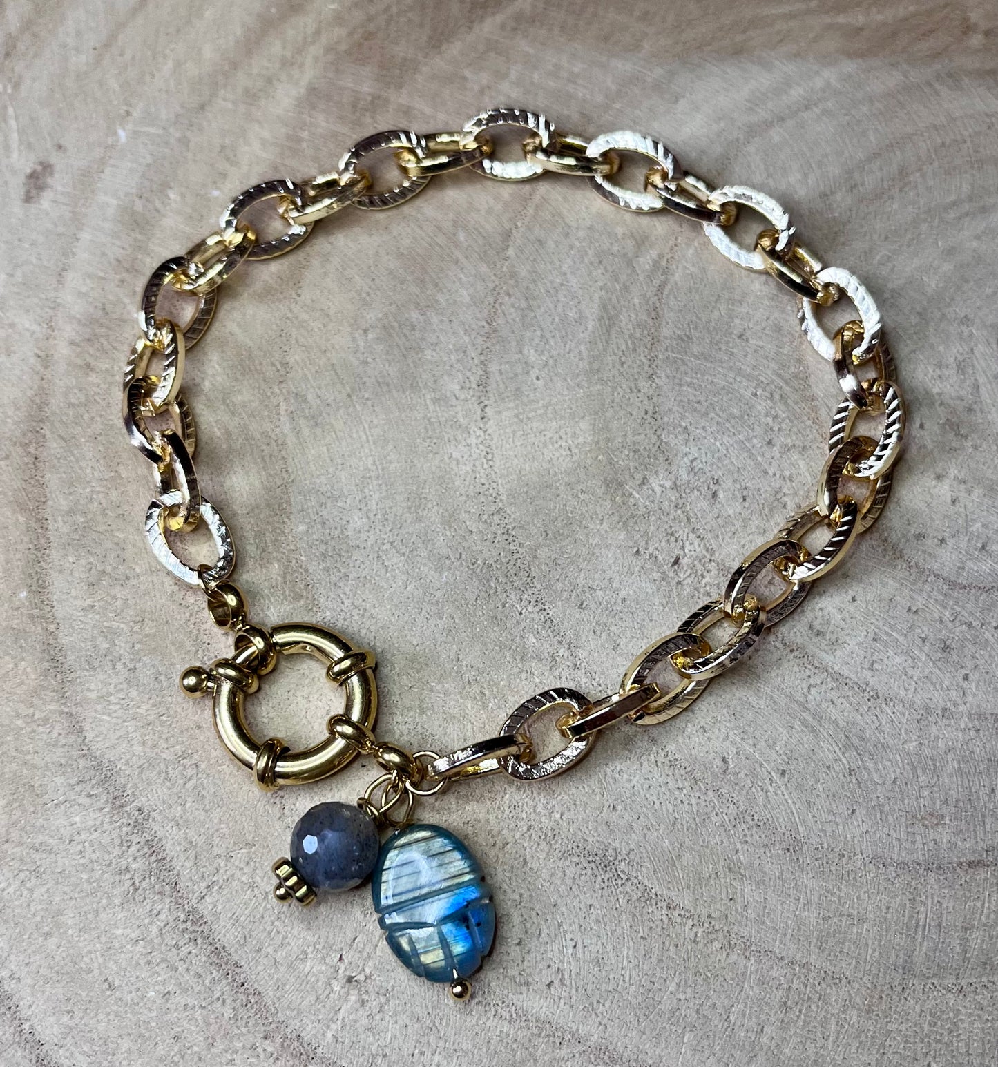 Bracelet talisman scarabée Labradorite