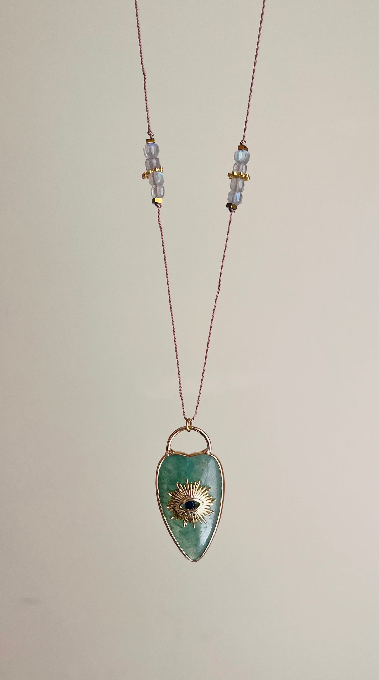 Collier sautoir coeur Aventurine