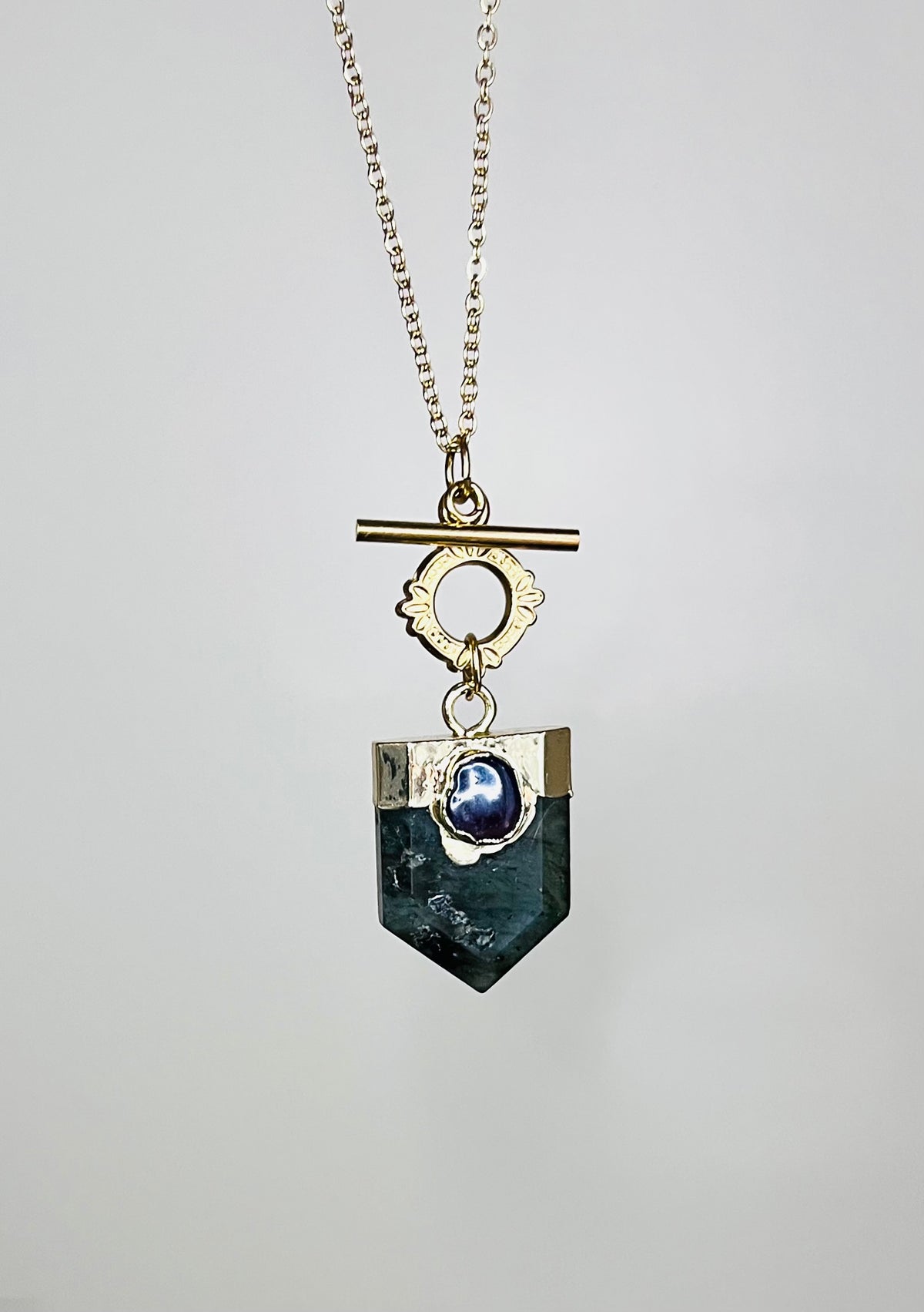 Collier sautoir talisman Labradorite et Améthyste