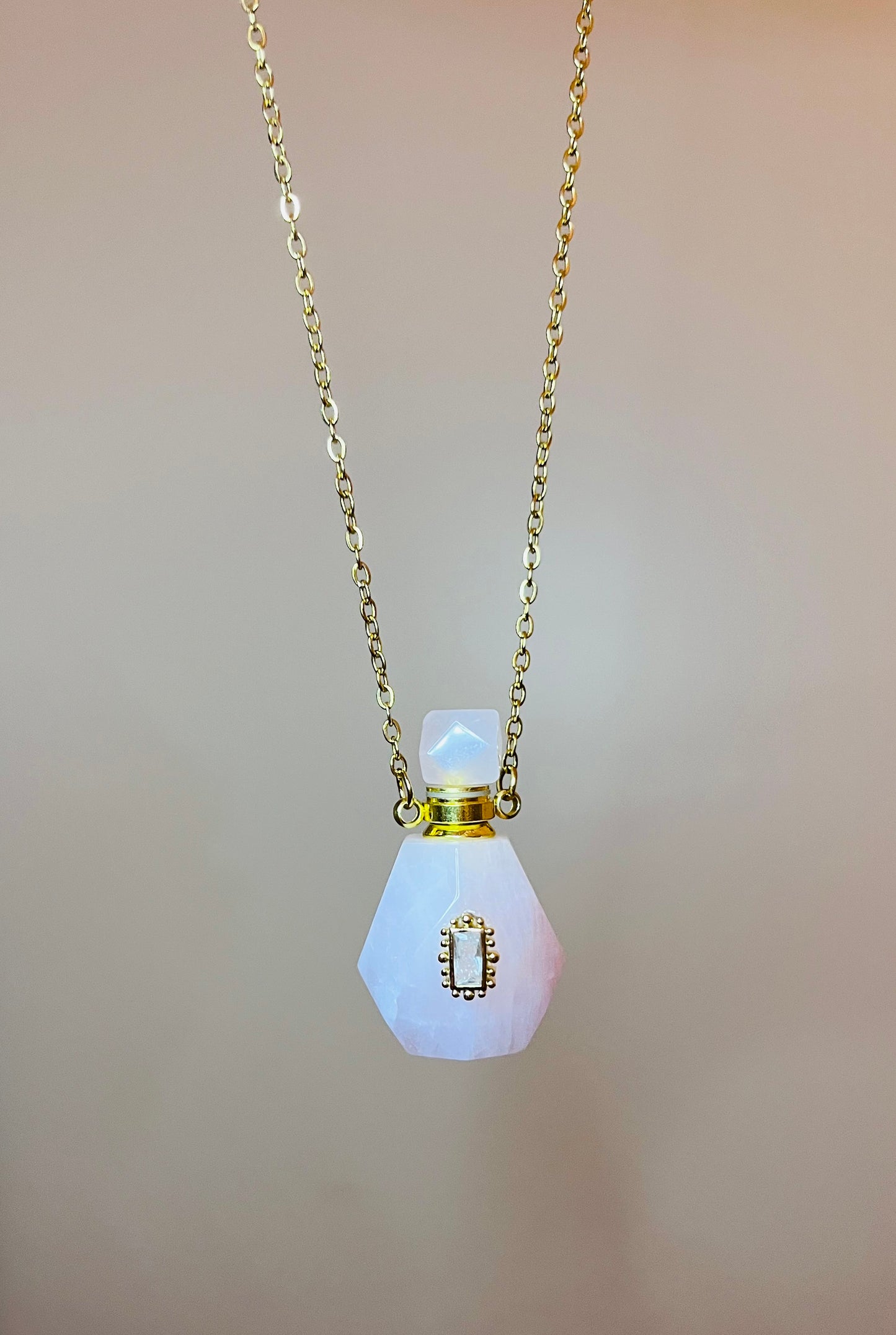 Collier fiole Quartz rose