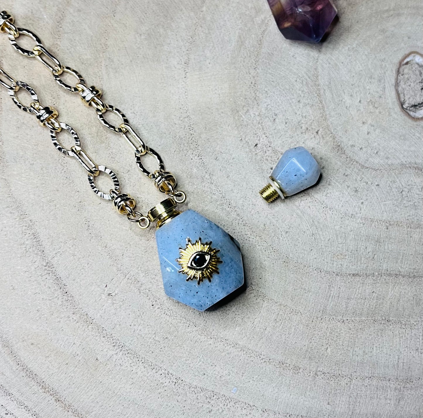 Collier talisman fiole Labradorite