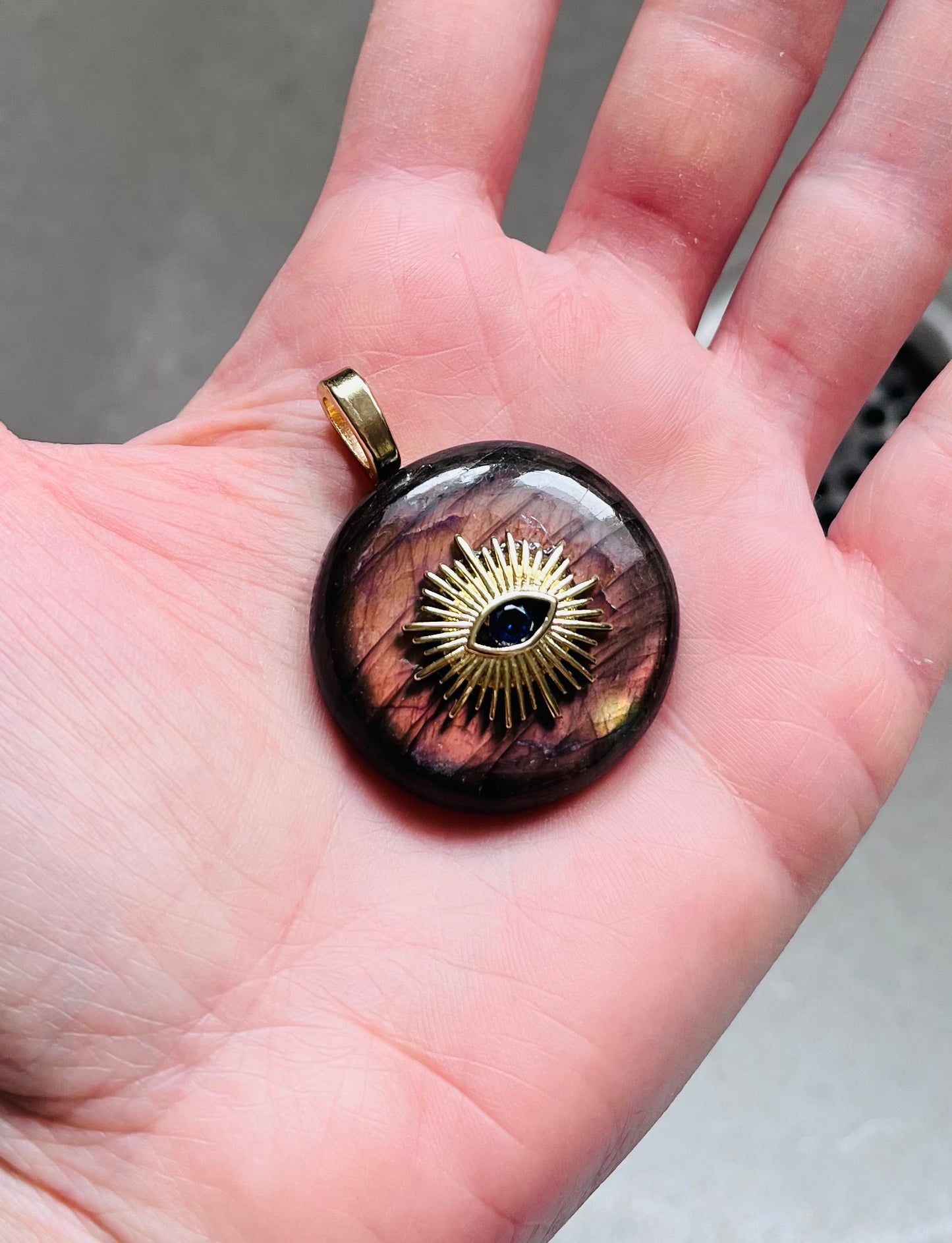 Pendentif Labradorite œil protecteur