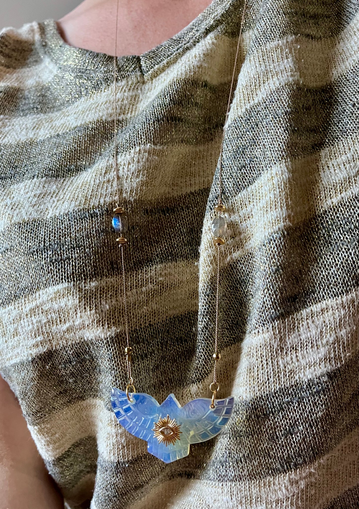 Collier sautoir phœnix Opalite