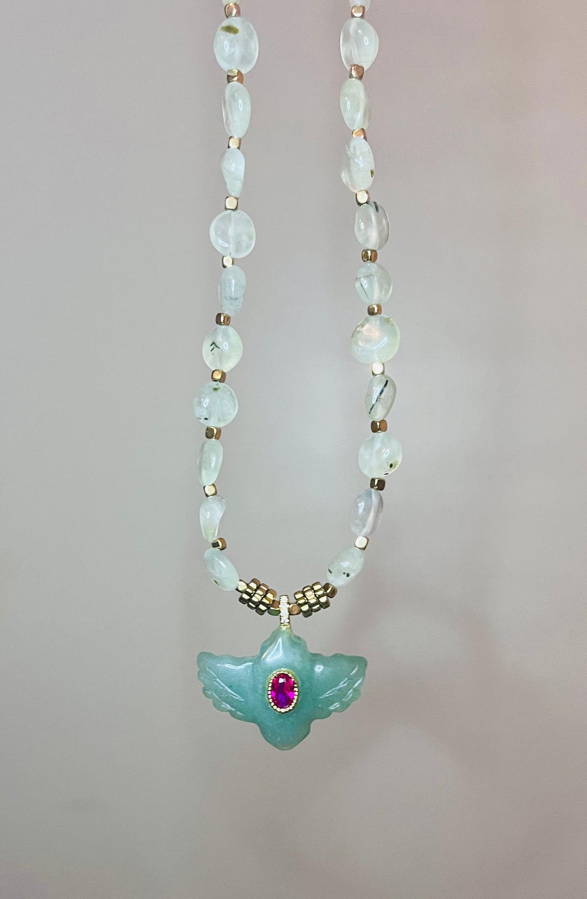 Collier talisman Aventurine et Préhnite
