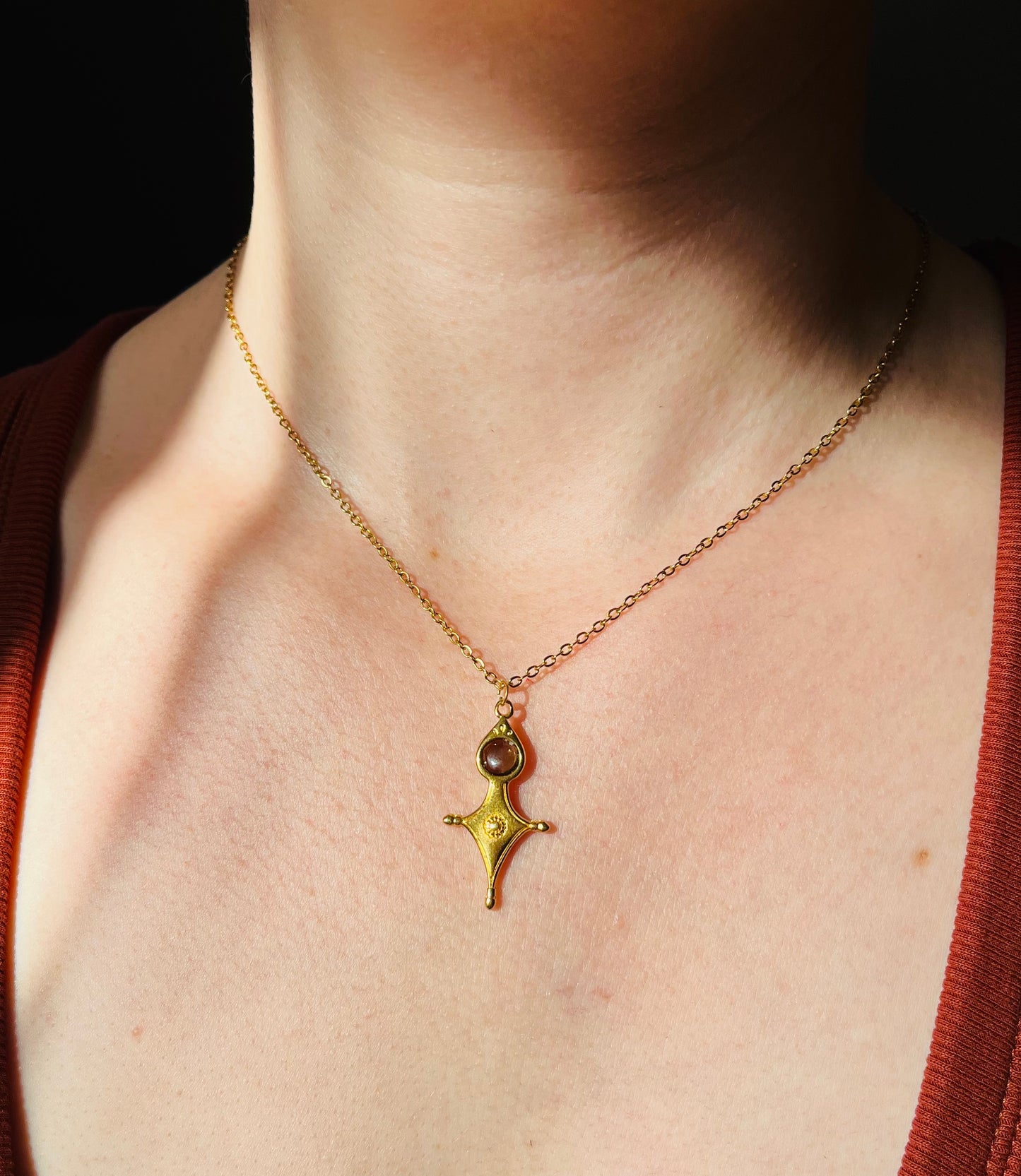 Collier Talisman Croix Touareg Quartz fumé