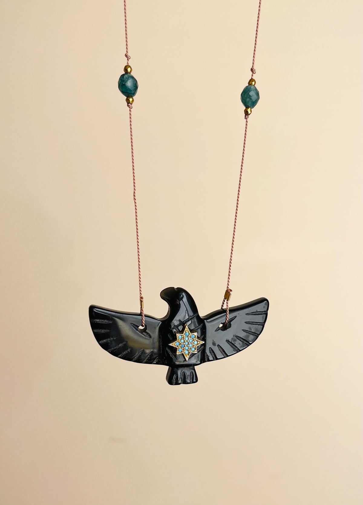 Collier sautoir phœnix Onyx noir