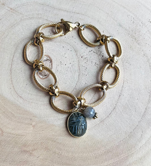 Bracelet grigri amulettes Labradorite
