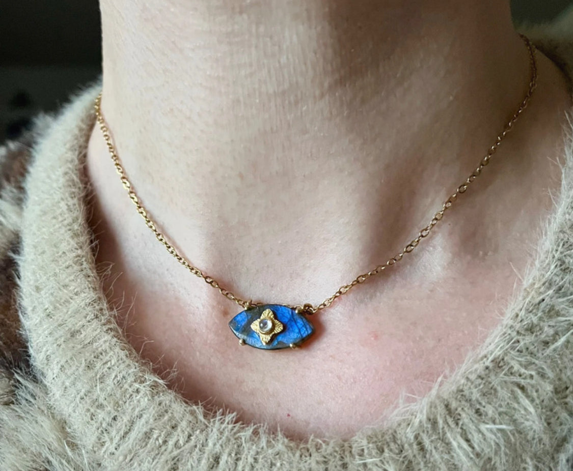 Collier talisman œil protecteur Labradorite