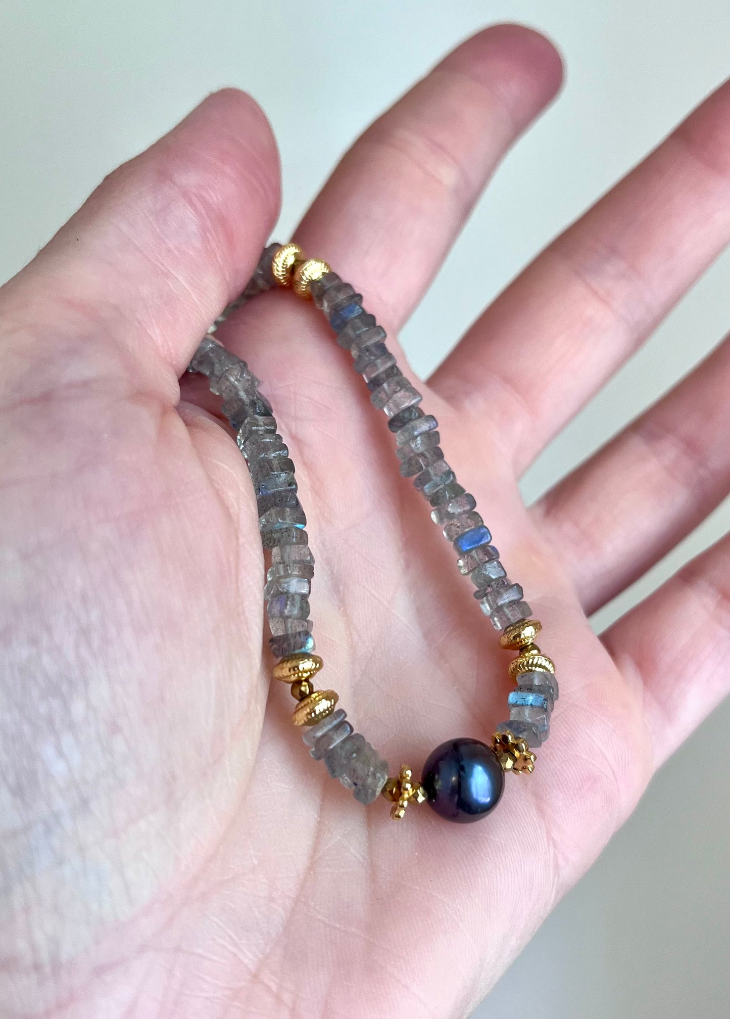 Collier Labradorite et Perle d’eau douce