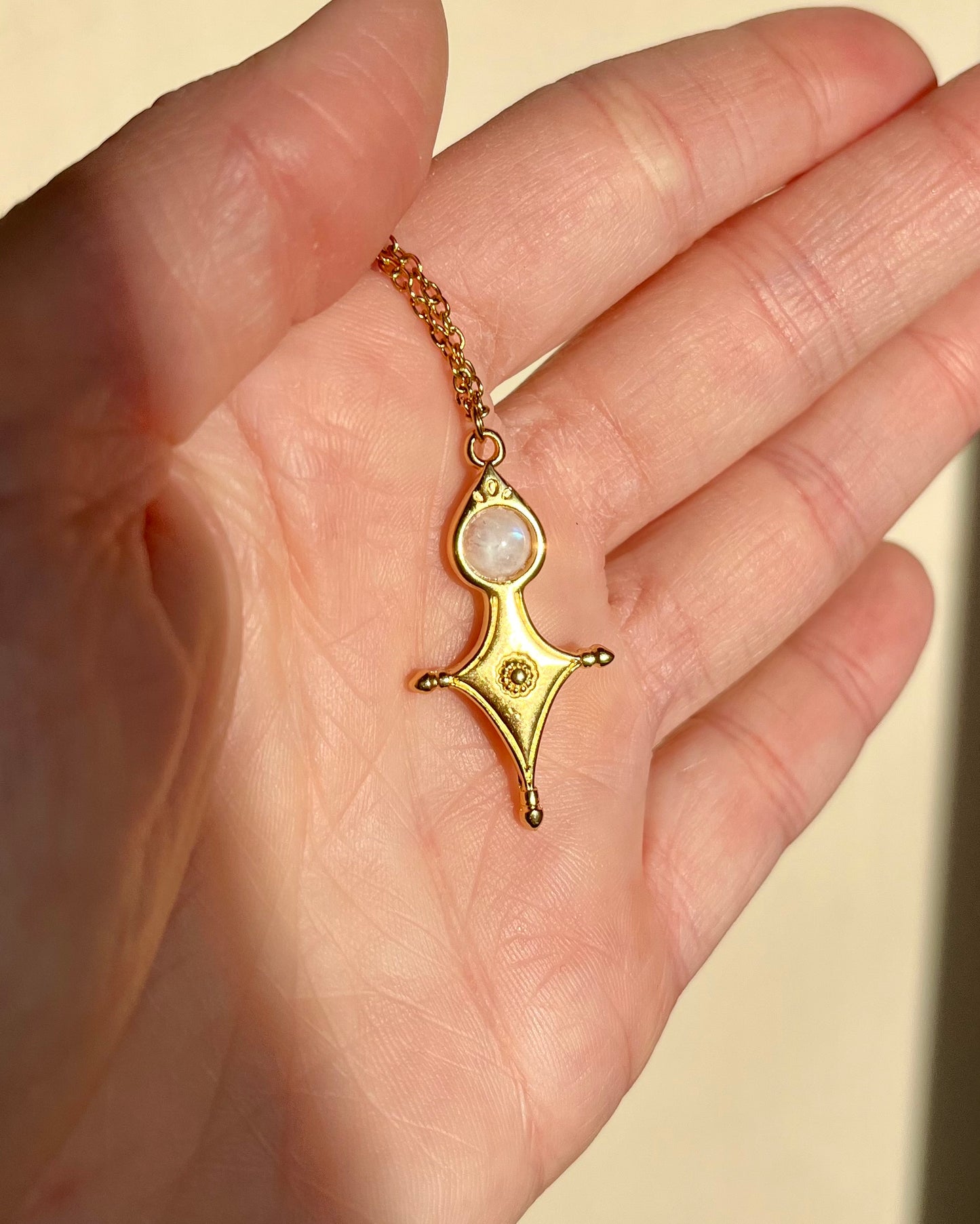 Collier Talisman Croix Touareg Pierre de Lune