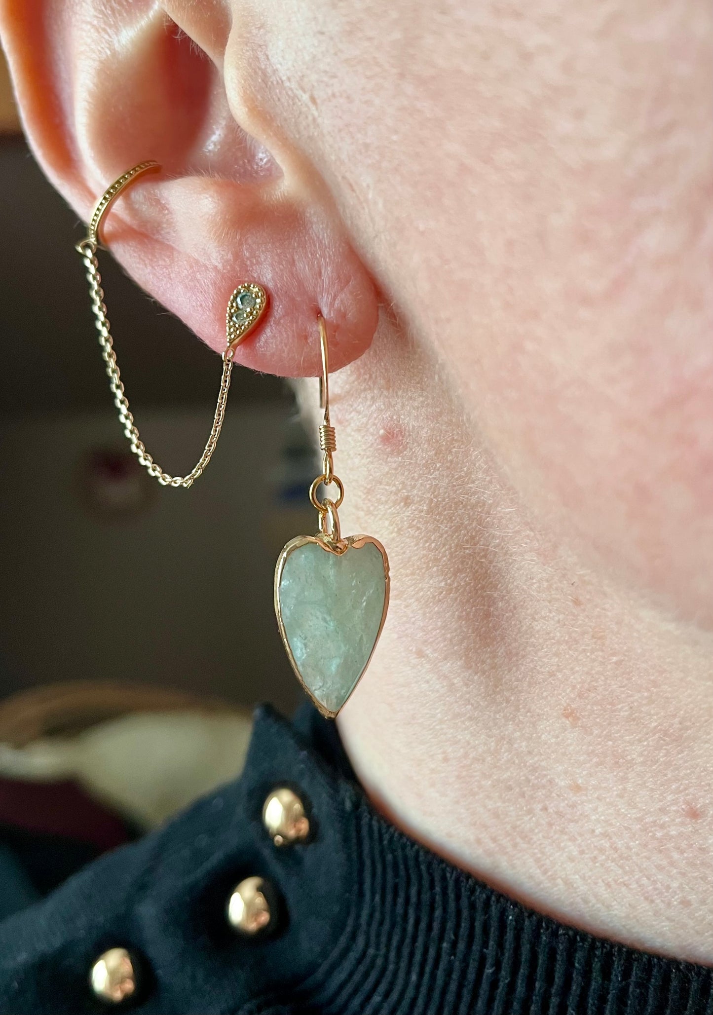 Boucles d’oreilles cœurs Aventurine