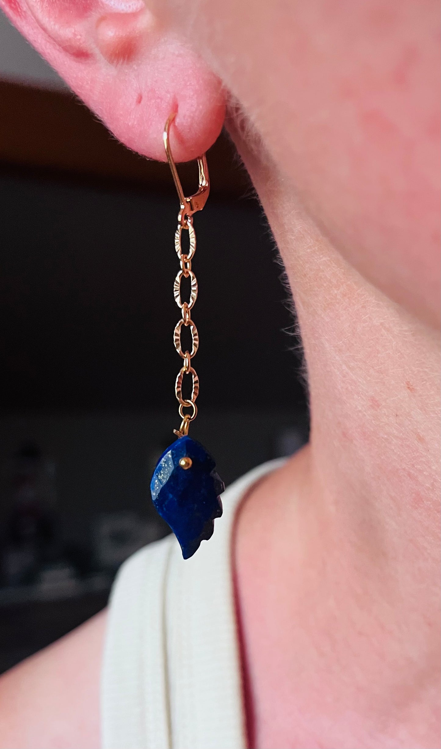 Boucles d’oreilles ailes Lapis-lazuli et Labradorite