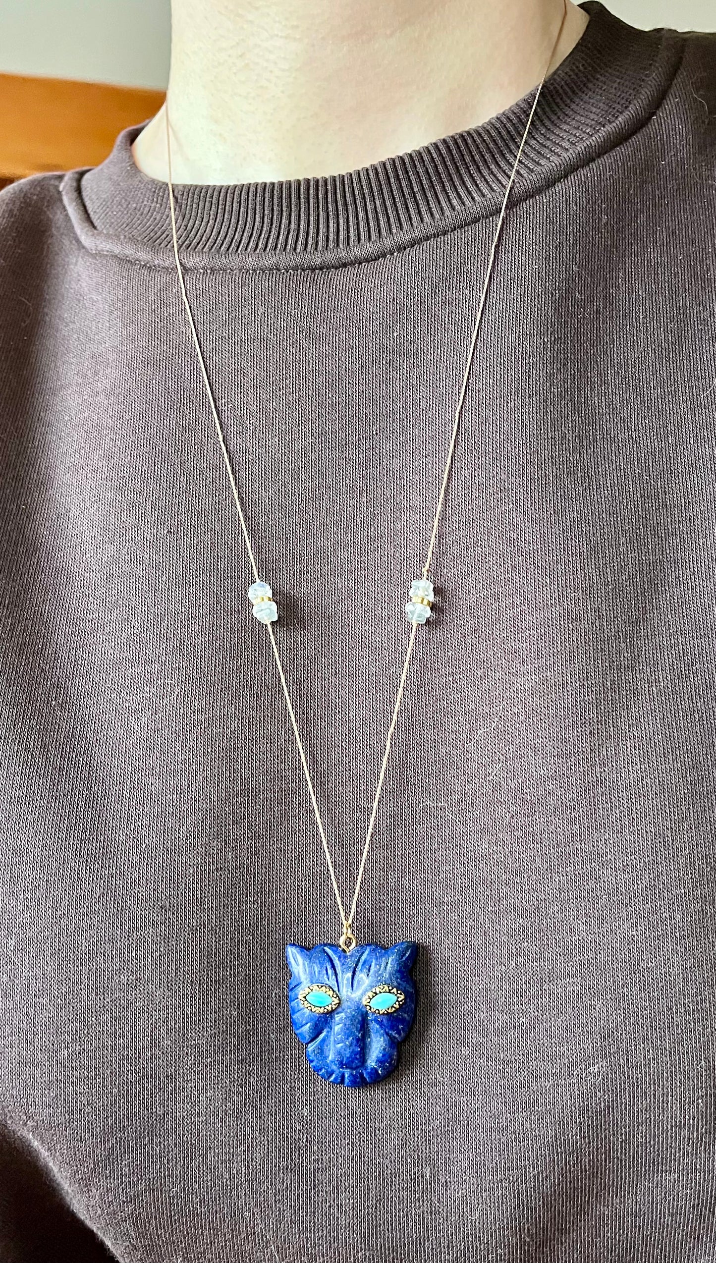 Collier sautoir talisman tigre Lapis-lazuli