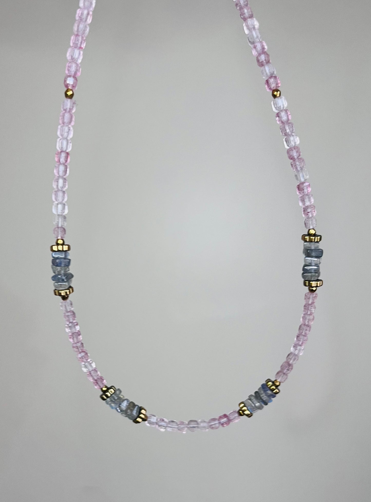 Collier Quartz fraise et Labradorite