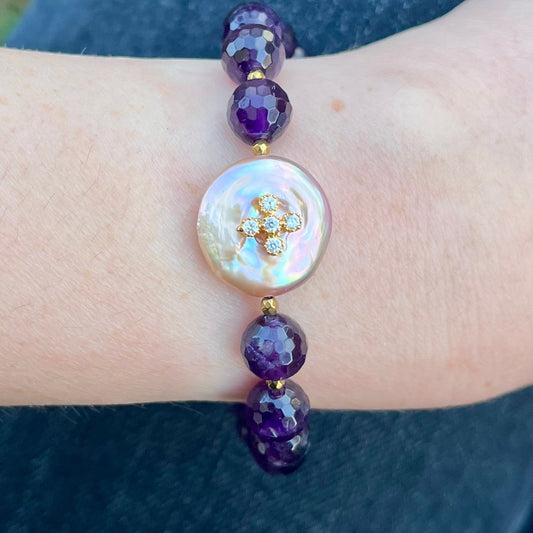 Bracelet Améthyste et Perle d’eau douce