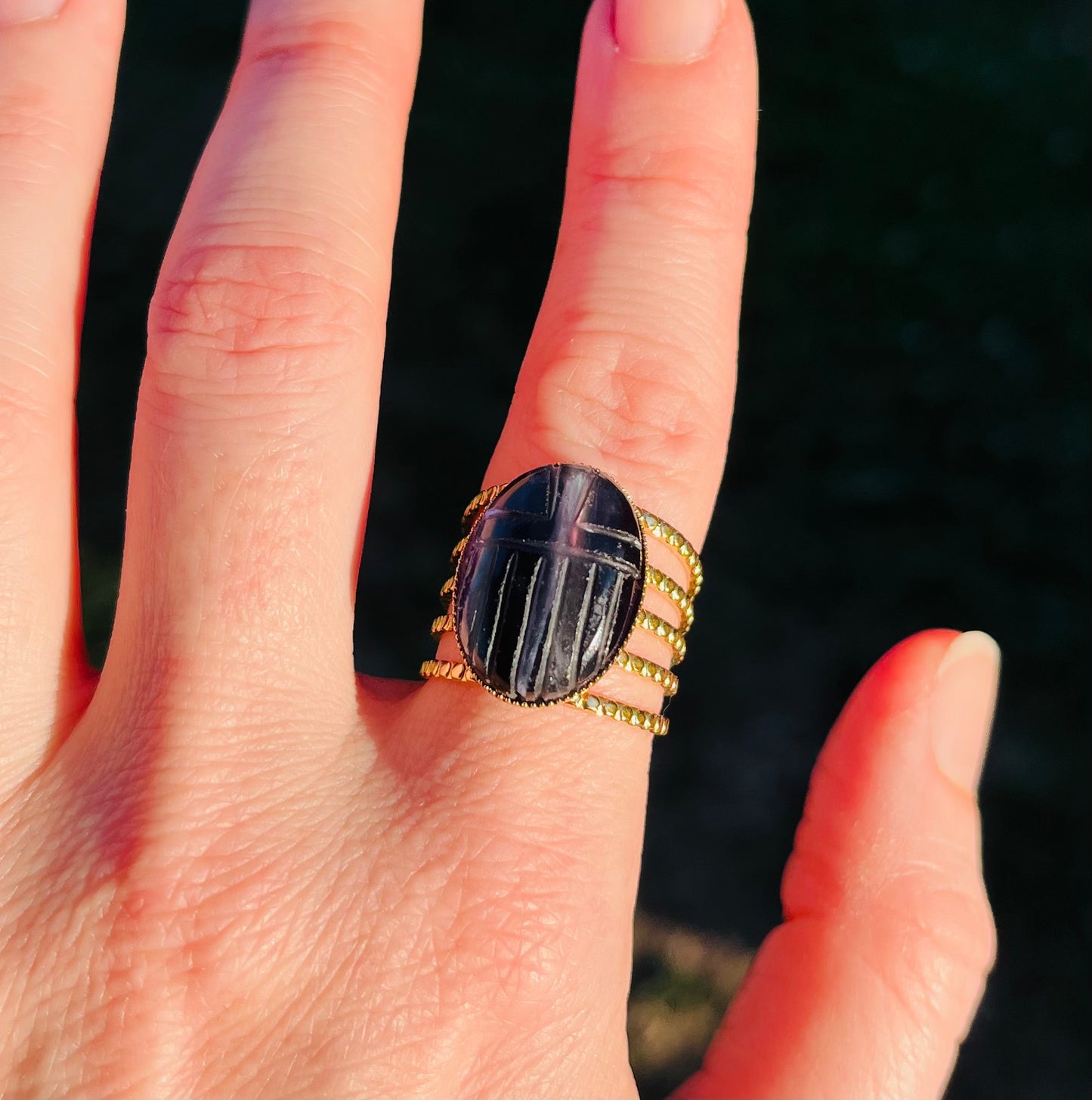 Bague amulette scarabée Fluorite