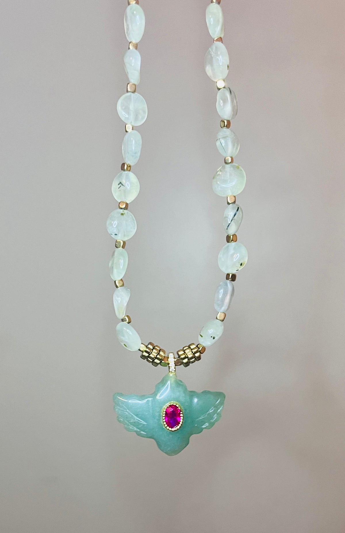 Collier talisman Aventurine et Préhnite