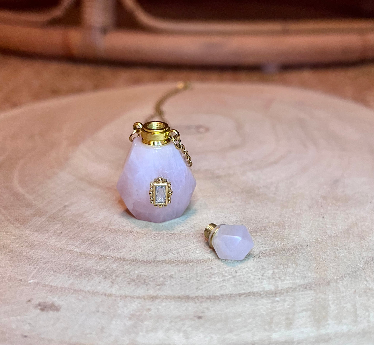 Collier fiole Quartz rose