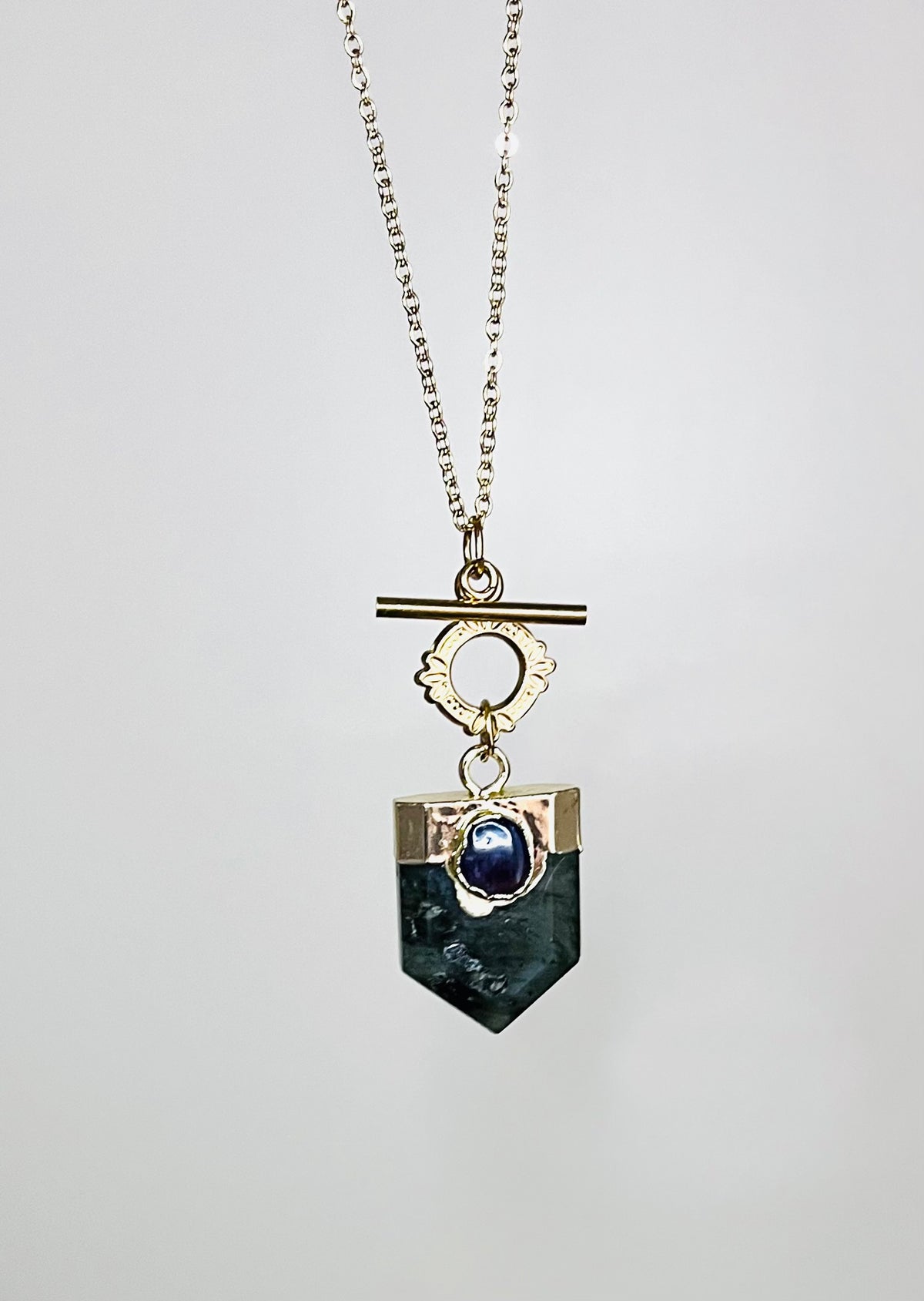 Collier sautoir talisman Labradorite et Améthyste