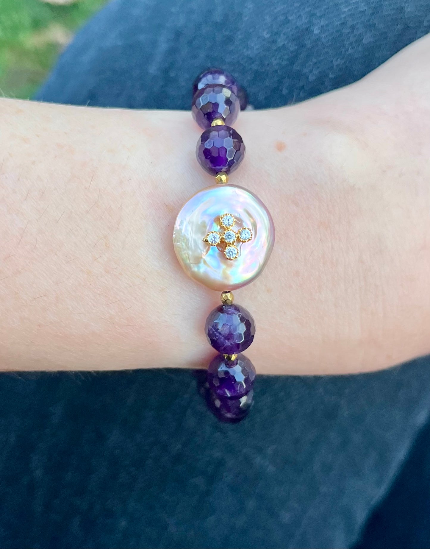 Bracelet Améthyste et Perle d’eau douce